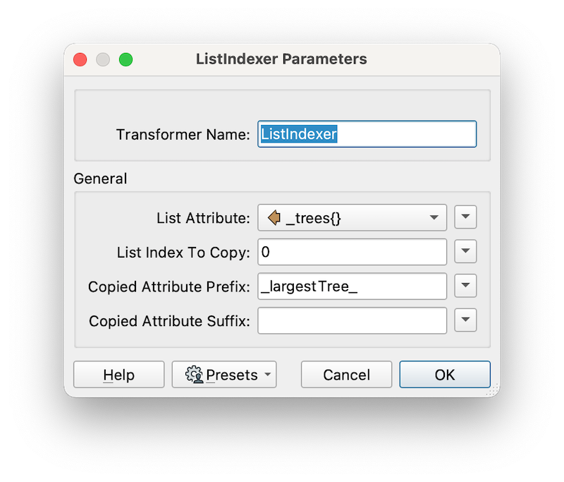 ListIndexer parameters